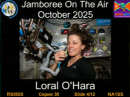This SSTV image transmitted from the International Station Station, and celebrating Jamboree-on-the-Air, was captured by Zhanh, BI6PUW, from the People's Republic of China, on November 12, 2025. Pictured is NASA Astronaut Loral O’Hara, KI5TOM.